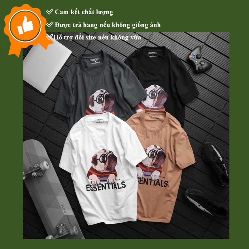 [Ảnh thật] [VNXK] Áo thun tay lỡ nam nữ Cotton oversize form rộng mẫu chó pug