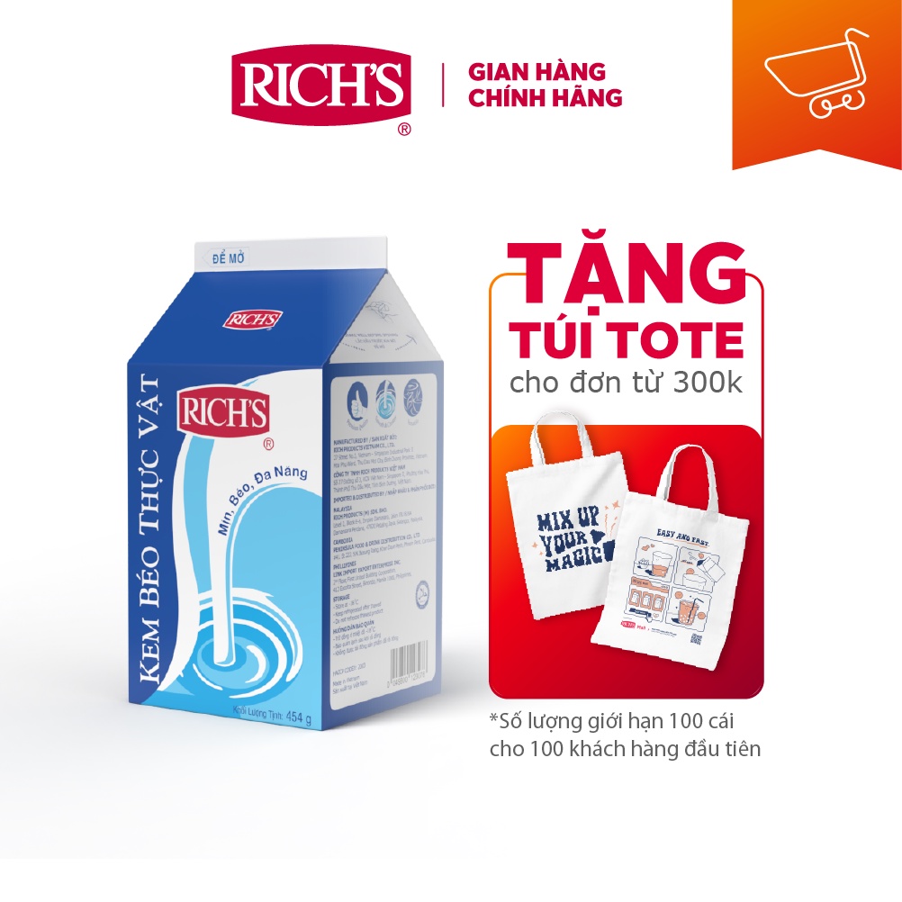 Kem Béo Thực Vật Rich s Hộp 454g