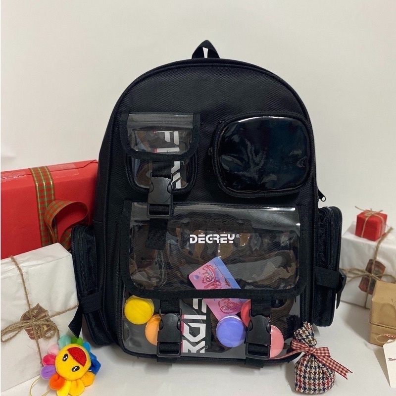 Balo Degrey Black Backpack 2810 Clothes Shop Balo Đi Học Đen Ulzzang Unisex