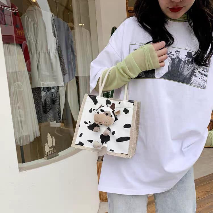 Túi cói mini tặng kèm bò sữa dễ thương | BigBuy360 - bigbuy360.vn