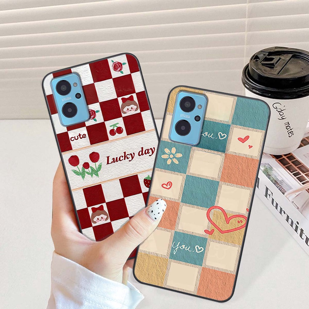 Ốp Realme 9i caro trái tim cá tính, thời trang siêu đẹp, siêu phong cách