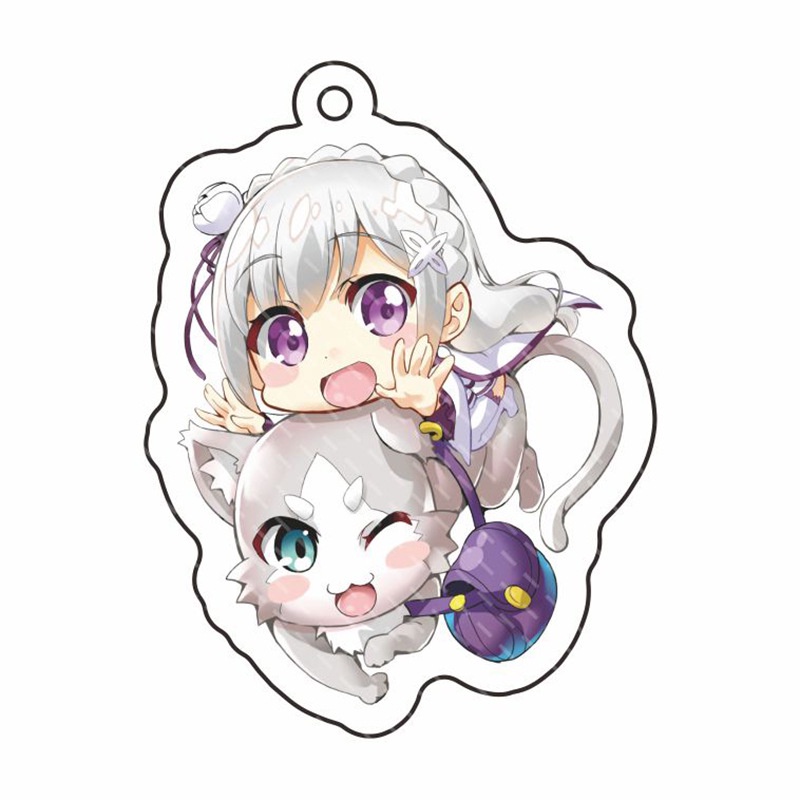 Móc Khóa Acrylic In Hình Anime Re Zero Rem Ram Subaru Emilia Dễ Thương