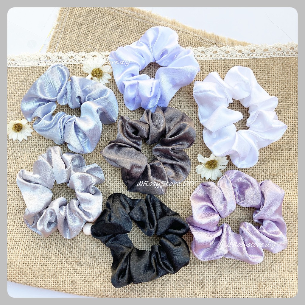 [Ảnh thật]CỘT TÓC VẢI SCRUNCHIES LỤA SATIN TÔNG ĐEN TRẮNG SANG TRỌNG-THỜI TRANG HÀN QUỐC NỮ PHỤ KIỆN GIÁ RẺ ĐẸP