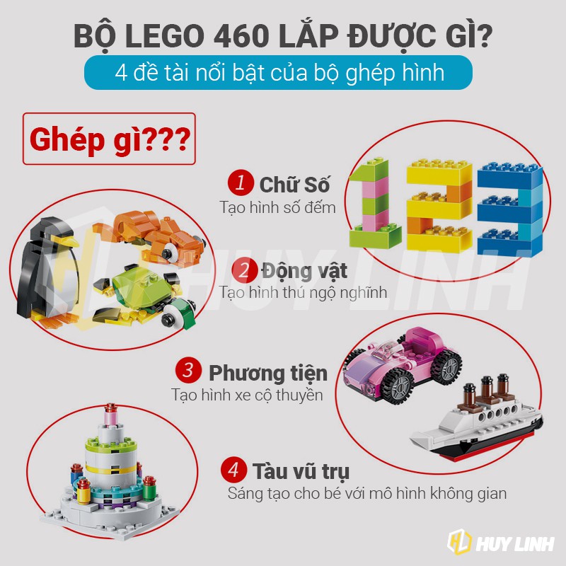 Bộ trò chơi xếp hình Lego 460 chi tiết cho bé - M755 Enlighten Build N Learn 2901