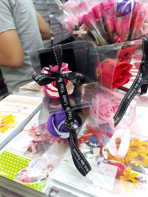 [ GIÁ SỈ] Hoa hồng sáp 1 bông có nơ Hoa hồng sáp thơm nhiều màu