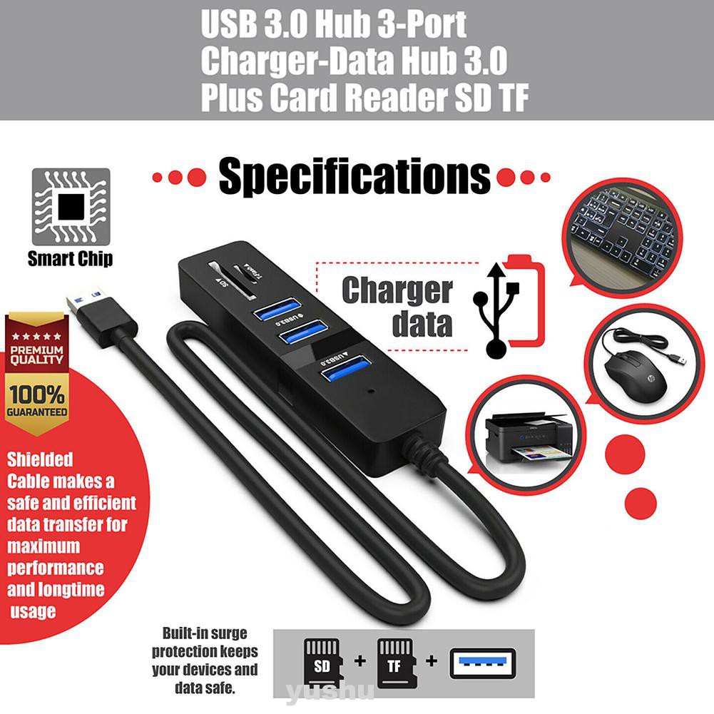 Đầu Đọc Thẻ Nhớ 3 Cổng Usb 3.0 Tốc Độ Cao 5gbps | BigBuy360 - bigbuy360.vn