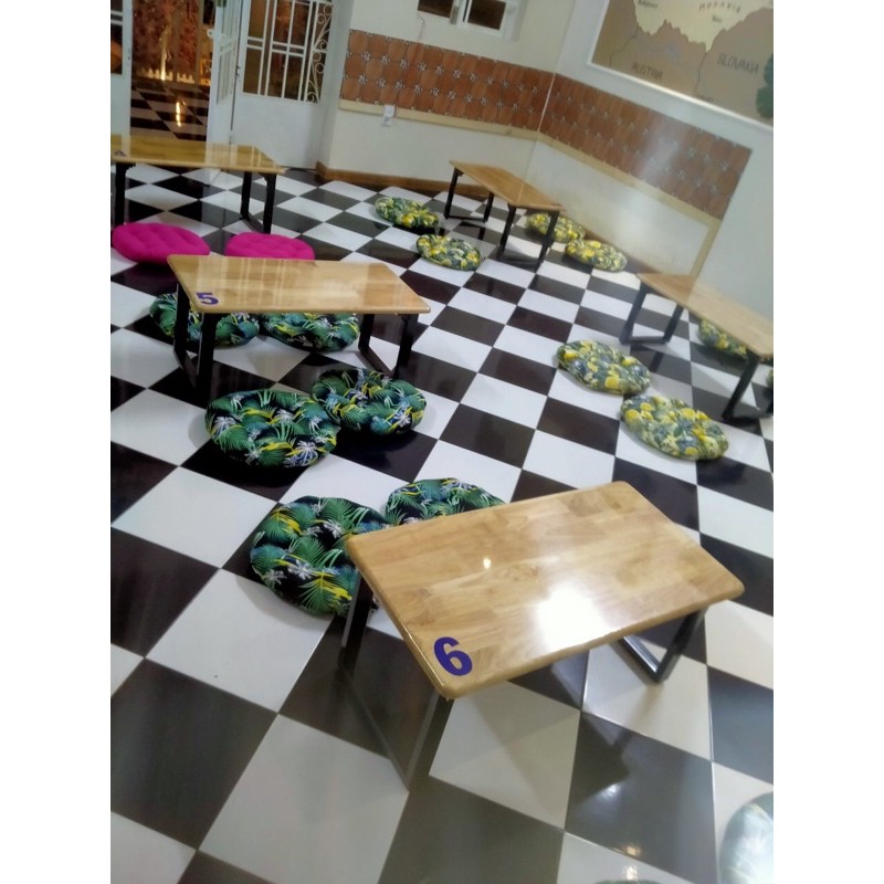 Bàn Gỗ chân Sắt (GIẢM NGAY 15K)ngồi Bệt bo tròn viền cạnh 40*80*35 | BigBuy360 - bigbuy360.vn
