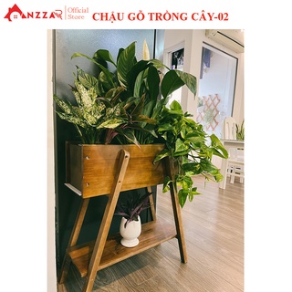  Chậu trồng cây Anzzar hình chữ nhật D70cmxR20cmxC70cm chậu cây lằm từ gỗ thông nhập khẩu chịu nước CG-02 