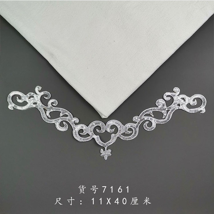 Bộ Miếng Vá Cổ Tay Áo Đính Kim Sa Hình Đám Mây Màu Bạc Thêu Hoa Trang Trí