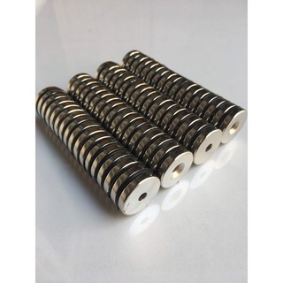 5 Viên Nam châm trắng 30x5mm lỗ côn M6