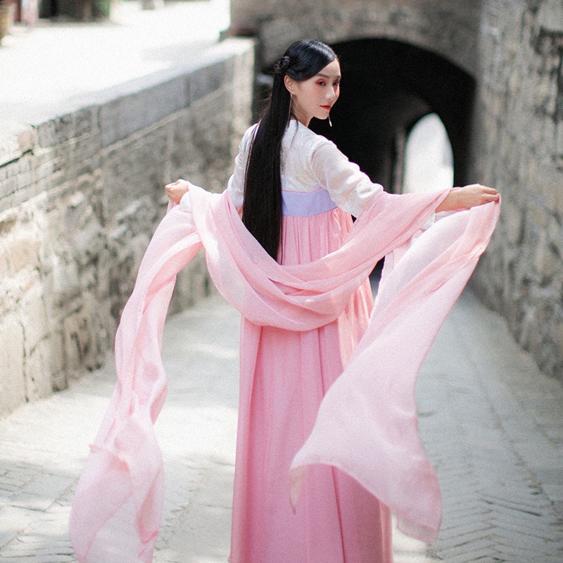 Khăn choàng Chiffon màu trắng hồng kiểu cổ điển dùng biểu diễn múa | BigBuy360 - bigbuy360.vn