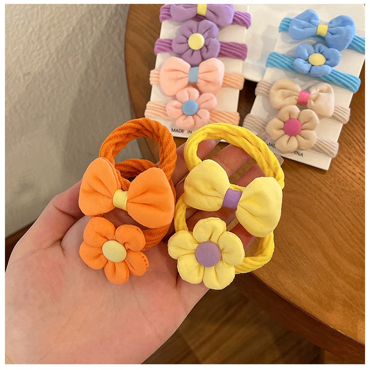Dây Cột Tóc Cao Su Co Giãn Đính Hoa Và Nơ Xinh Xắn Cho Bé Gái