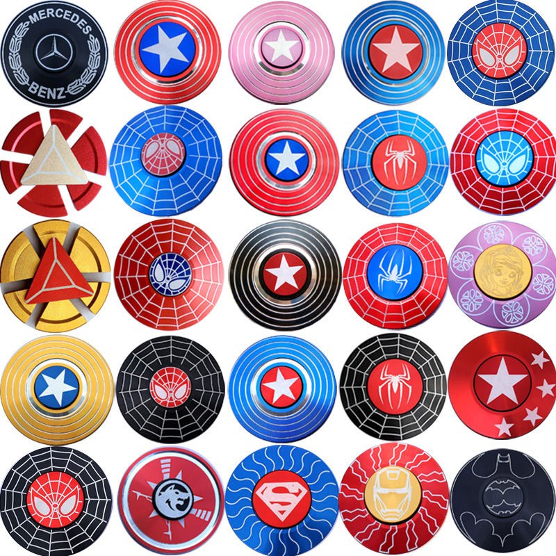 Hoạt Hình Con Quay Đồ Chơi Fidget Spinner Hình Captain America Iron Man Spider-Man Bằng Kim Loại