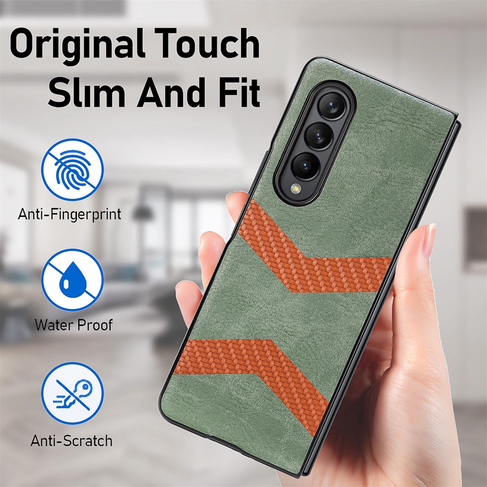 Ốp Điện Thoại Da Nhám Phối Sợi Carbon Màu Tương Phản Hình Chữ V Chống Sốc Cho Samsung Galaxy Z Fold4 Samsun Z Fold 4
