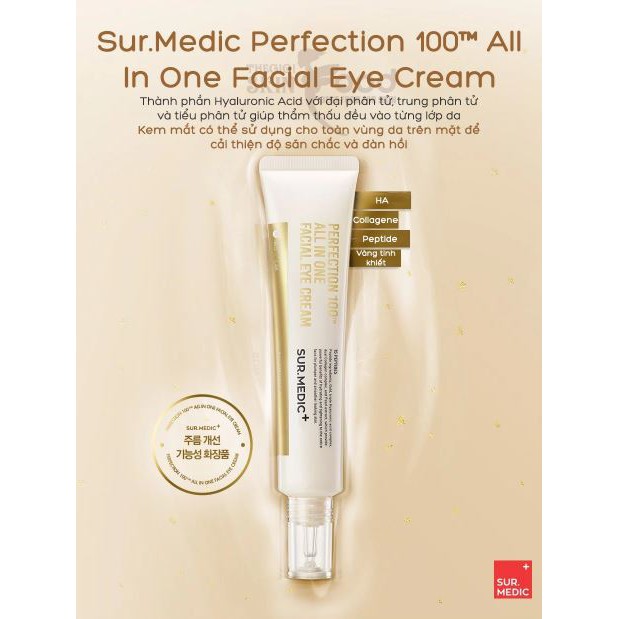 Kem Dưỡng Chống Lão Hóa Cải Thiện Nếp Nhăn Vùng Mắt Sur.Medic Perfection 100™ All In One Facial Eye Cream 35g