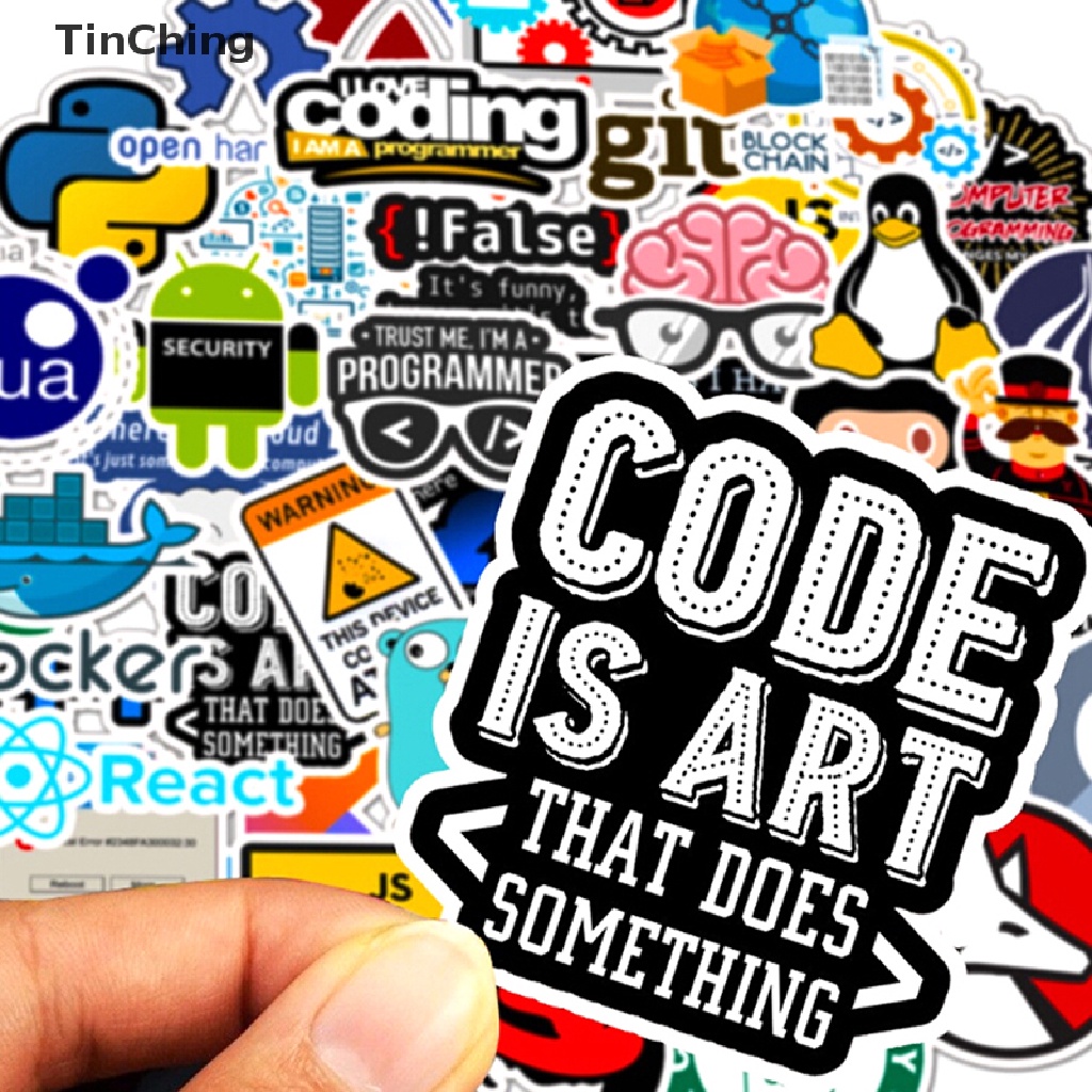 Bộ 50 Miếng Dán Lập Trình Internet Java DIY Trang Trí Vali / Laptop / Xe Hơi