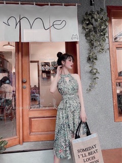 Đầm maxi hoa rừng xanh🌿🌿(Ảnh thật)