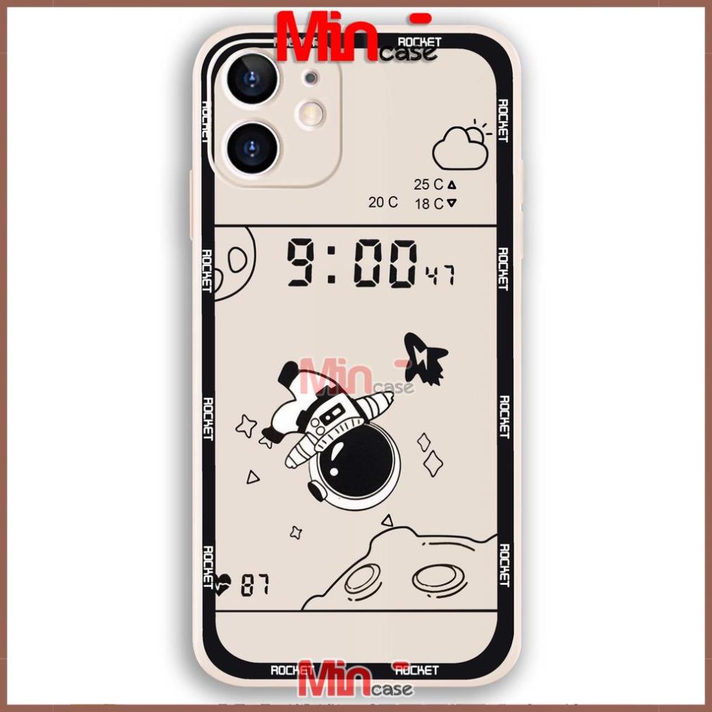 Ốp lưng iPhone Phi hành gia Cute cạnh viền vuông silicon mềm dẻo cho iphone 6/6s/7/8/X/XS/11/12/13 Pro Plus Max