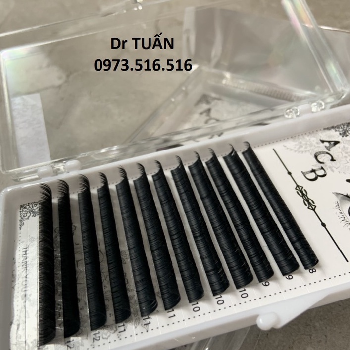 mi flat mix size (8-&gt;13), dày 0.15, siêu mềm _ siêu đen_nối classic_dụng cụ nối mi_dr tuấn