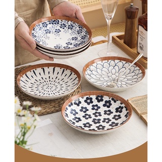 Dĩa sứ hình tròn kích thước 20.5 cm phong cách retro. Hàng gốm sứ loại 1.