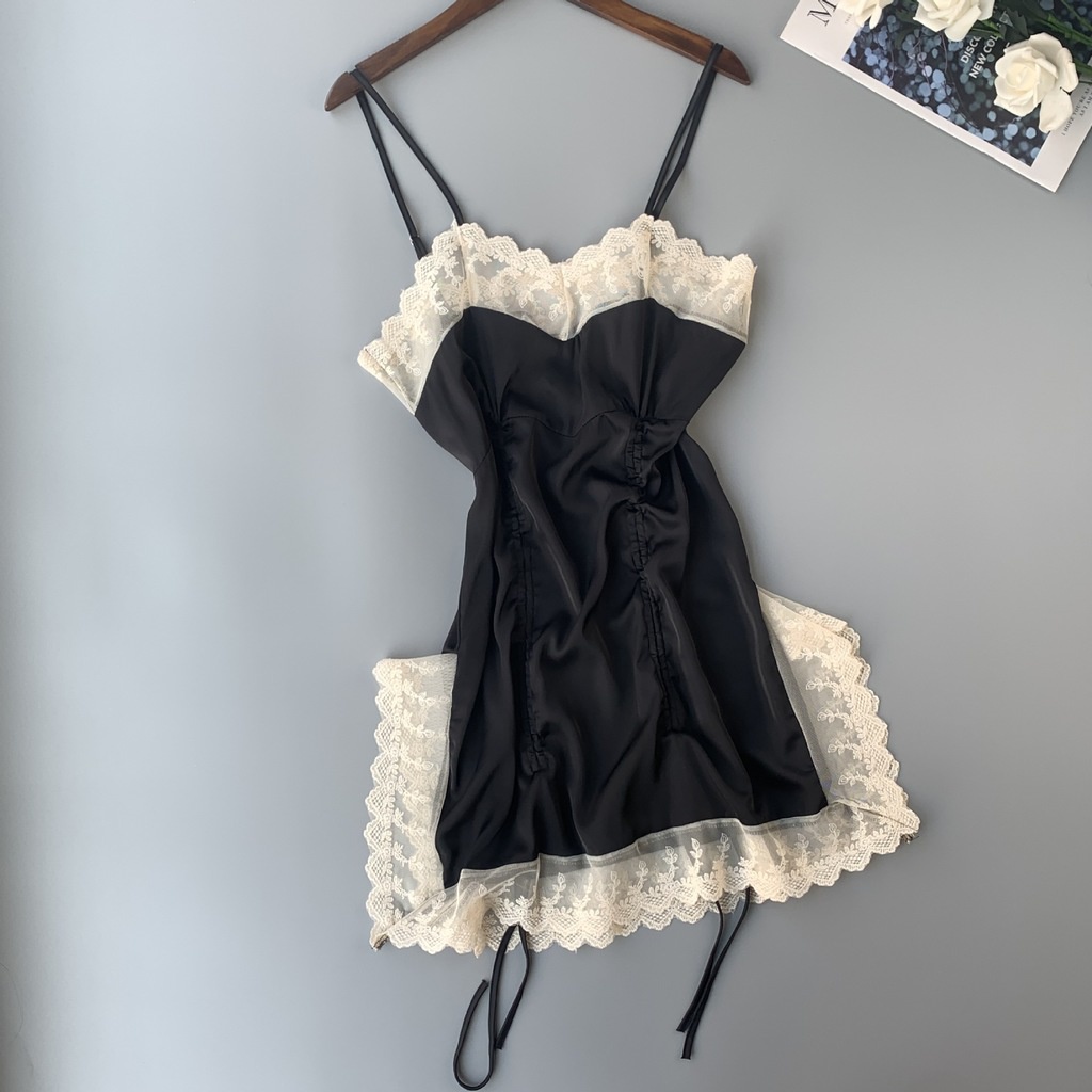 Đồ ngủ Hai Dây Bằng Lụa Mát Phối Ren Mẫu Mới 20222 Thời Trang Mùa Hè Quyến Rũ Cho Nữ