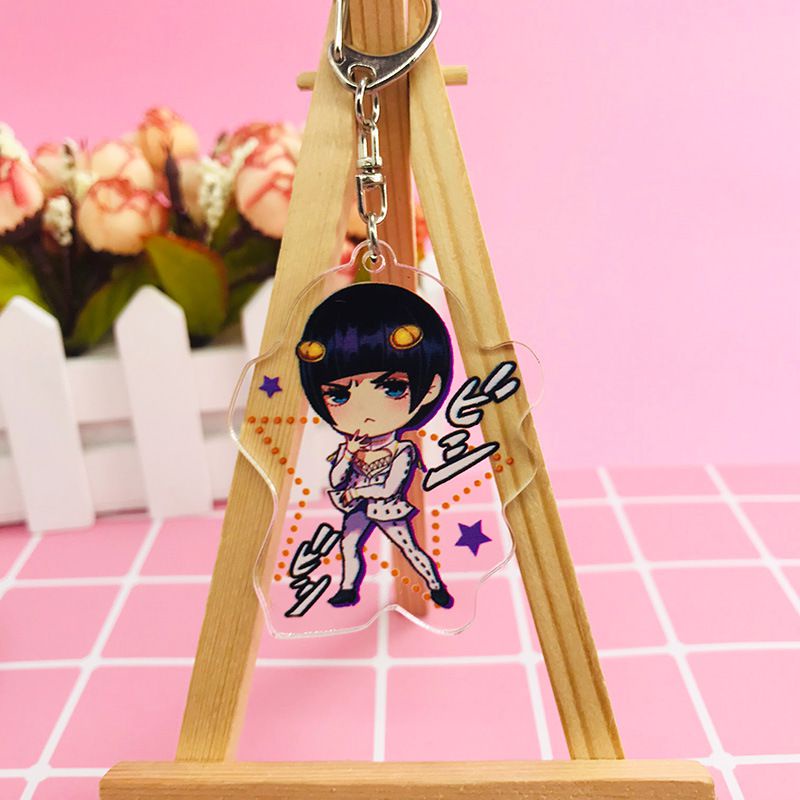 6cm carton JoJo's Bizarre Adventure Key Chain Anime Cartoon Keyring Pendant Acrylic Gifts
