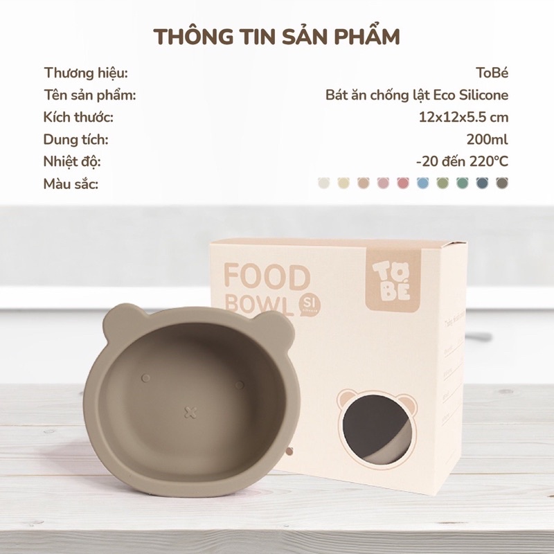 Bát Ăn Dặm Silicone hình Gấu ToBé nhiều màu cho bé