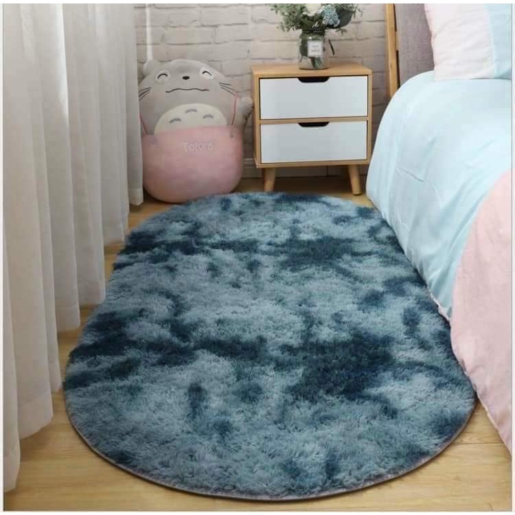 Thảm Lông Trải Sàn Hình Oval - Size 1mx1m6 - Có đế chống trượt