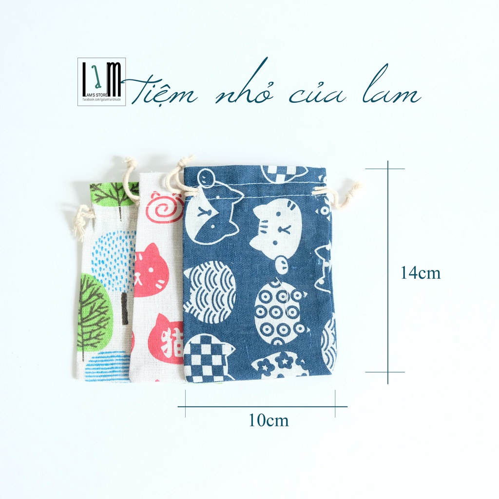 Túi vải rút nhỏ, túi mini đựng tai phone hoặc mĩ phẩm khi đi du lịch