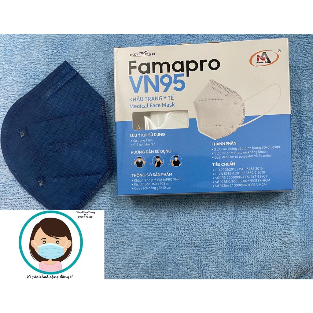 Khẩu Trang Y tế FAMAPRO VN95,Công ty Nam Anh,Chuẩn Farmacity,Tương đương với chuẩn chống bụi N95 hoặc KN95 trên thế giới