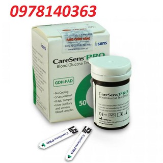 Hộp 50t và 25t que thử đường huyết caresens pro