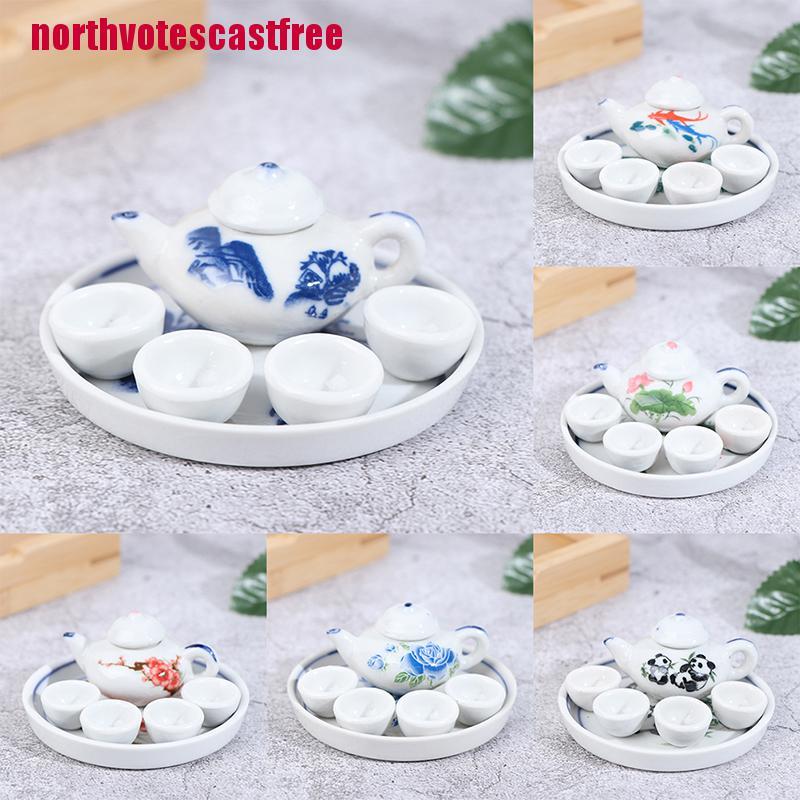 Set 6 Bộ Ấm Trà Bằng Gốm Cho Nhà Búp Bê