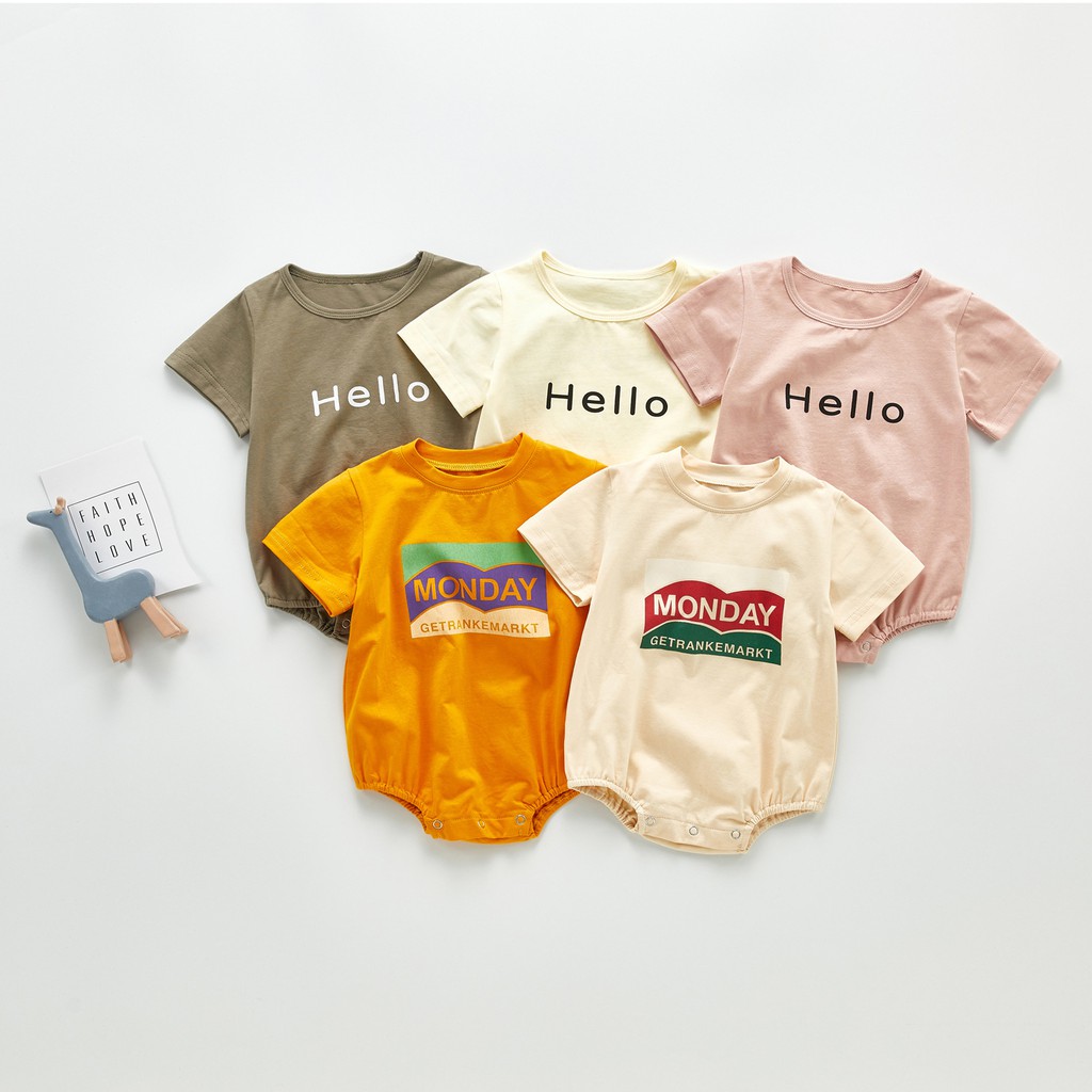 Áo liền quần Baby in hình mùa hè cho bé trai từ 6 tháng đến 2 tuổi, cotton 100% xuất khẩu Âu Mỹ