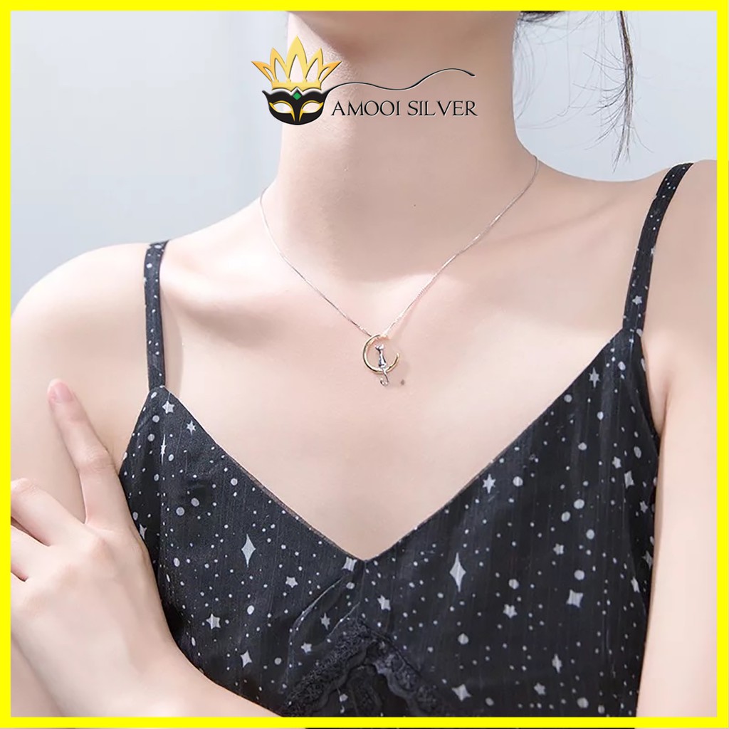 Dây chuyền bạc S925 mèo trông trăng - Amooi Silver AD20
