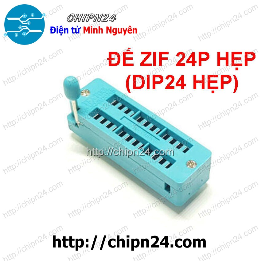 [1 CÁI] (F19) ĐẾ ZIF 24P HẸP (DIP24 HẸP) (Màu Xanh, có cần gạt) (Đế cắm IC 24 chân)