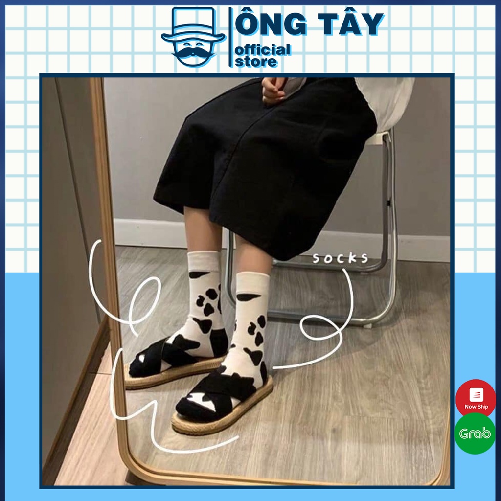 Tất vớ nữ nam bò sữa cổ cao vintage chất liệu cotton 100% co dãn 4 chiều thoáng khí phong cách Hàn Quốc trẻ trung