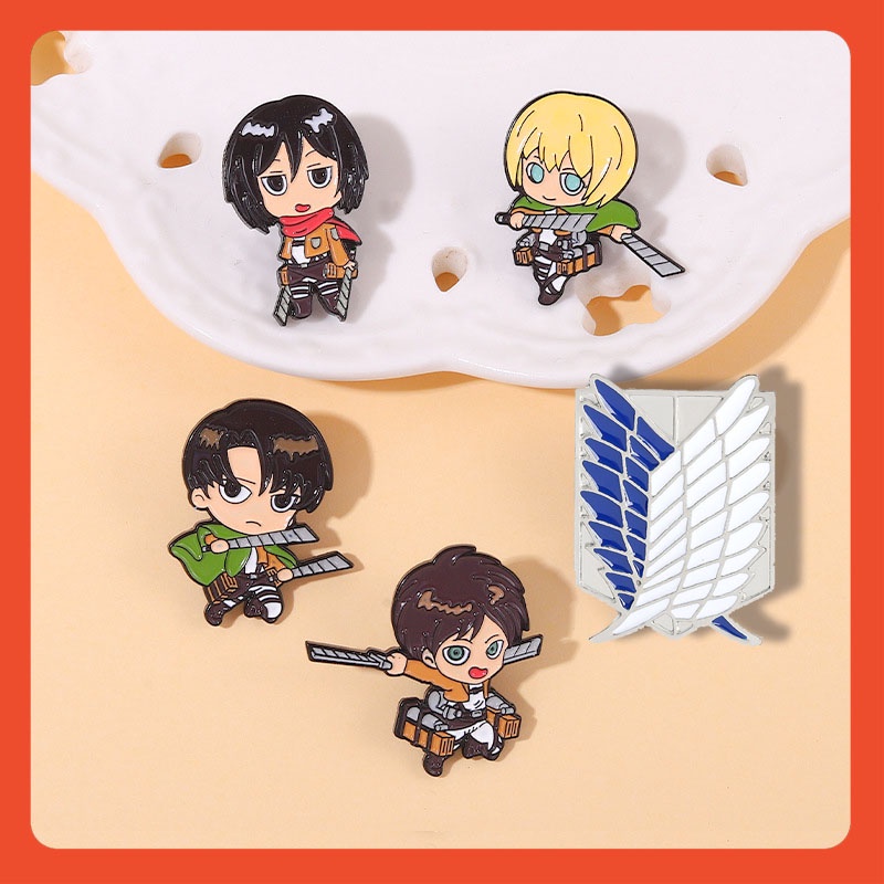 Huy Hiệu Cài Áo Manga Anime Attack on Titan Eren Levi Mikasa Trang Trí Balo, Túi Xách, Quần Áo Pin Ghim