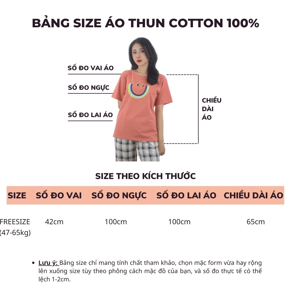 Áo thun nữ form rộng tay ngắn cổ tròn T&amp;N TSHIRT COLLECTION in hình mặt cười vui nhộn cá tính, vải Cotton 100%, B04465
