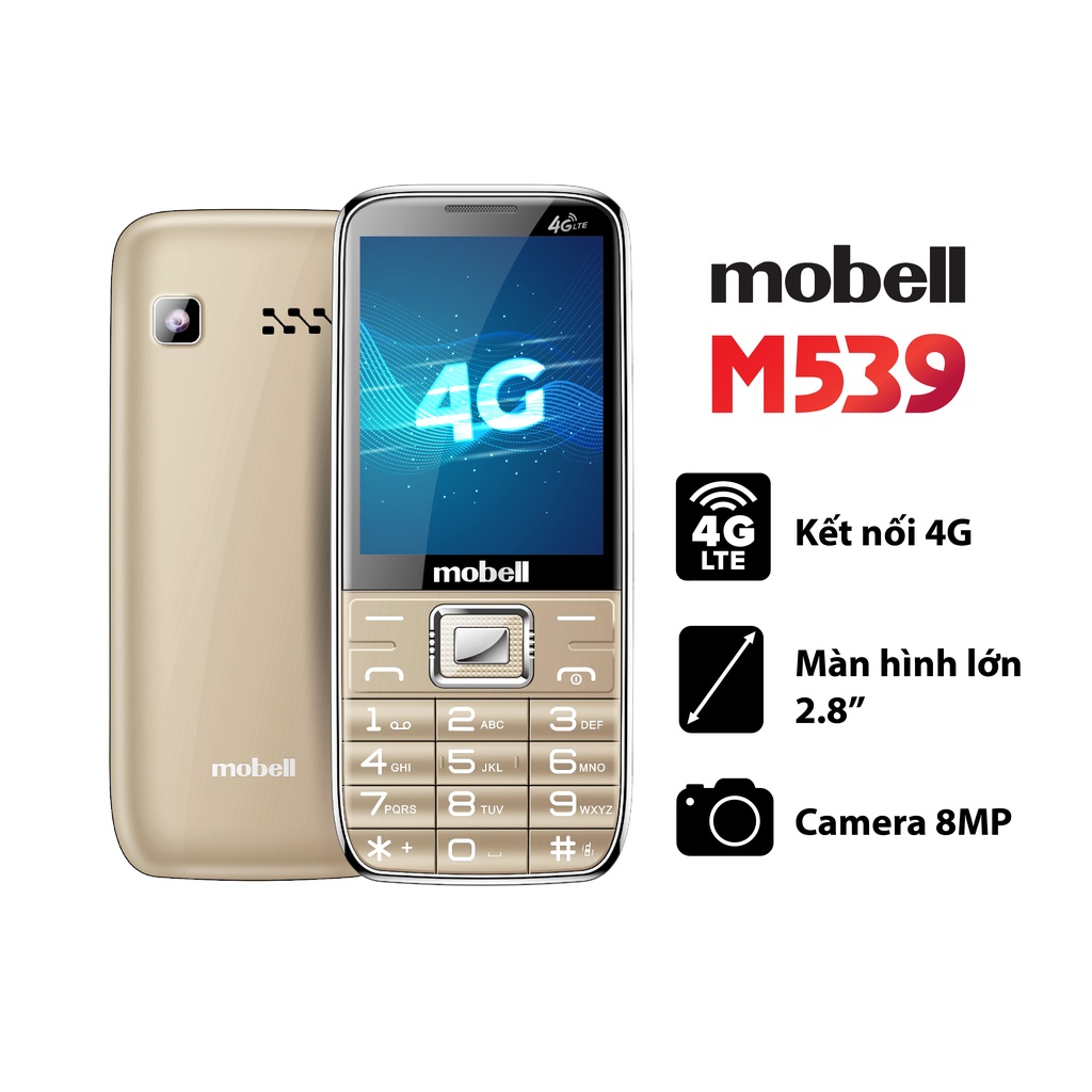 Điện Thoại Mobell M539 Chính Hãng 2 SIM 4G Hỗ Trợ Mở Rộng Bộ Nhớ 64Gb Bảo 12 Tháng