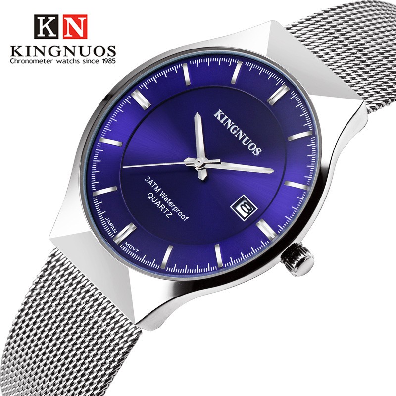Đồng hồ nam KINGNUOS japan K6699 dây thép mành cao cấp (2 màu mặt) + Tặng vòng tay cao cấp