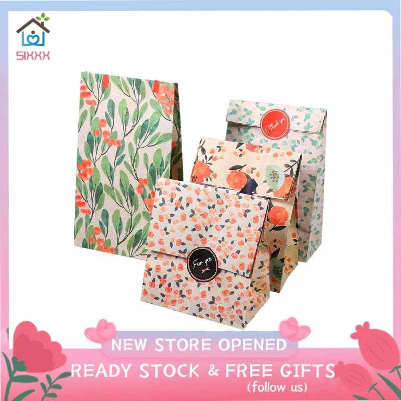 Set 12 Túi Giấy Đựng Quà Tặng Họa Tiết Hoa Xinh Xắn