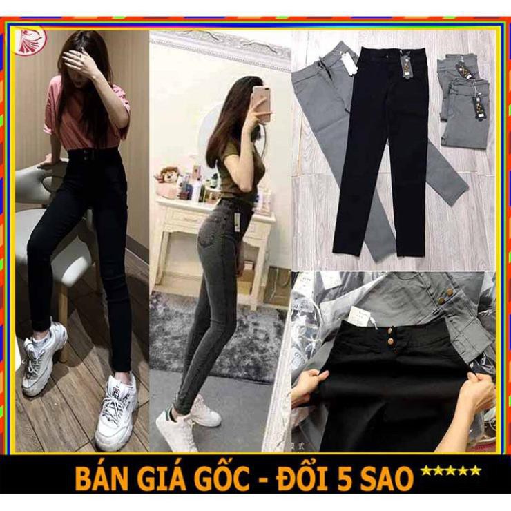 Quần jean nữ ⚡️LẺ BẰNG SỈ ⚡️ Quần bò giấy skinny cạp cao 2 cúc ôm sát tạo hiệu ứng chân dài miên !