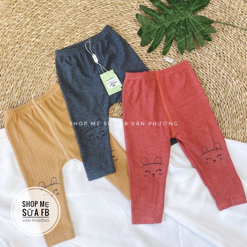 goodmama quần legging bé gái len tăm 3m-24m