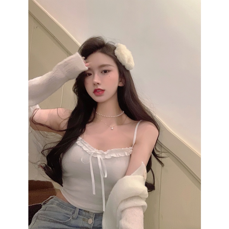 Cocory vn Áo Croptop Dệt Kim Trễ Vai Màu Sắc Trơn Thiết Kế Quyến Rũ