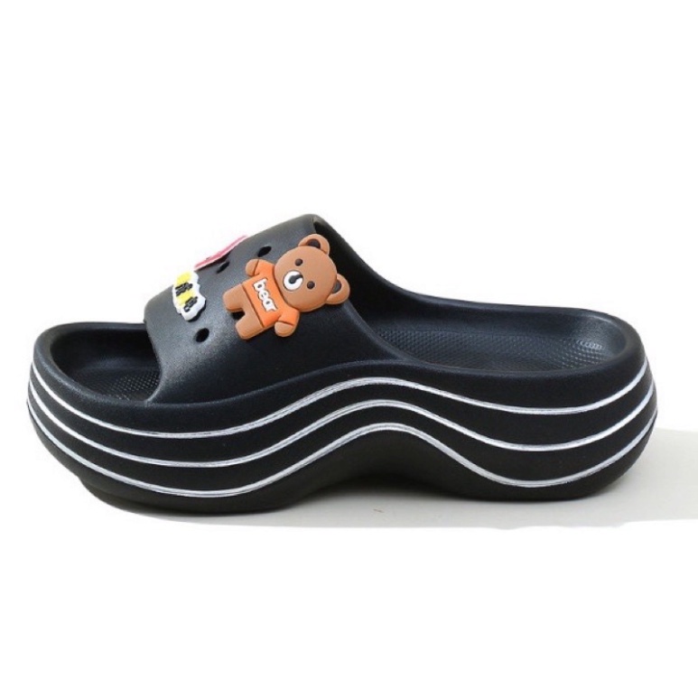 Dép Bánh Mỳ Nữ Đế Độn 7 Phân Tăng Chiều Cao Đính 6 Sticker Siêu Cute - DL161