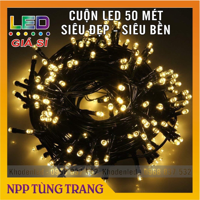 Dây đèn led trang trí 50 Mét ánh sáng vàng vintage cực đẹp