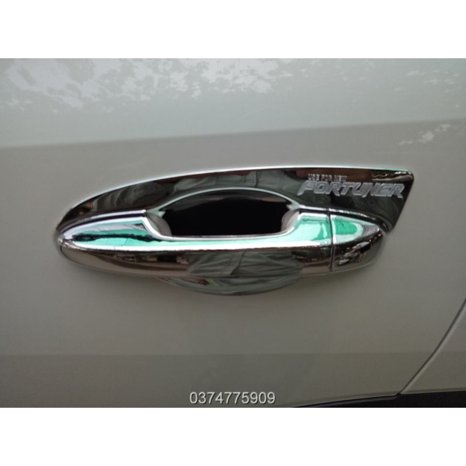 Ốp tay, hõm cửa Fortuner 2009- 2019, Mạ crom sang trọng + Tặng dung dịch trợ keo