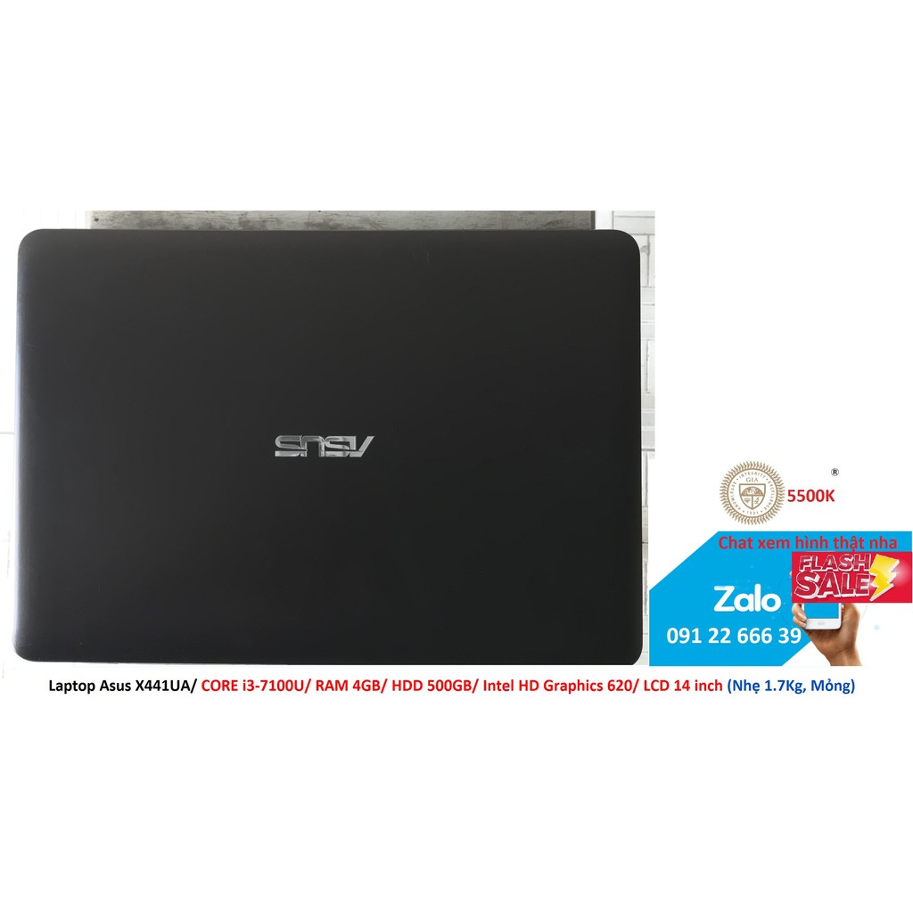 Laptop Asus X441UA/ CORE I3-7100U/ RAM 4GB/ HDD 500GB/ Intel HD Graphics 620/ LCD 14 inch (Nhẹ 1.7Kg, Mỏng)