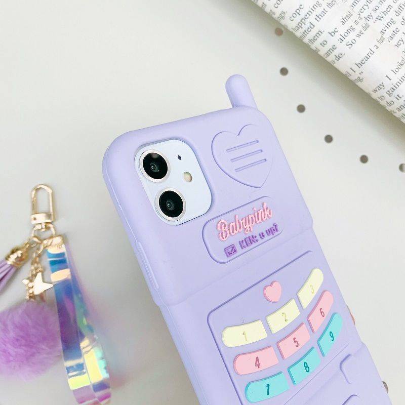 Ốp Điện Thoại Màu Tím Chống Sốc Phong Cách Retro Cho iPhone 13/12/11/XS/X/8/7