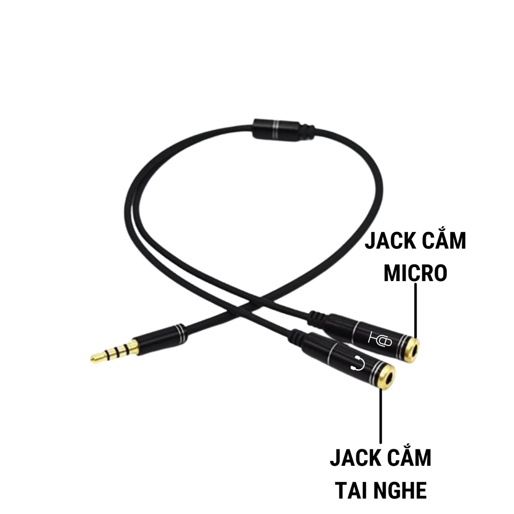Cáp gộp âm thanh FTP mạ vàng cao cấp 3 vạch 4 khấc | Tai nghe 2 jack 3.5mm chuyển đổi sang 1 jack 3.5mm 3 vạch 4 khấc